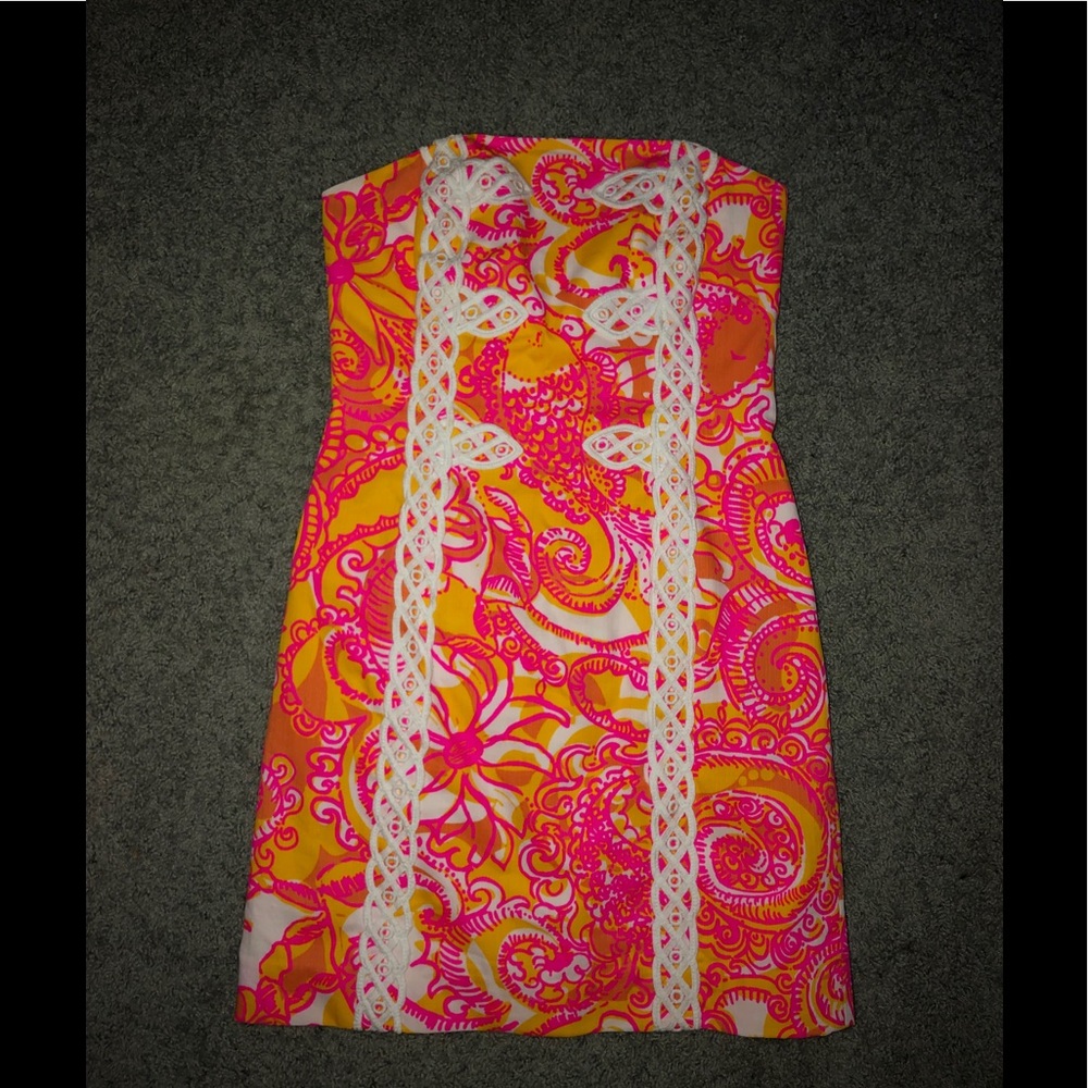 Lilly pulitzer colorful strapless dress